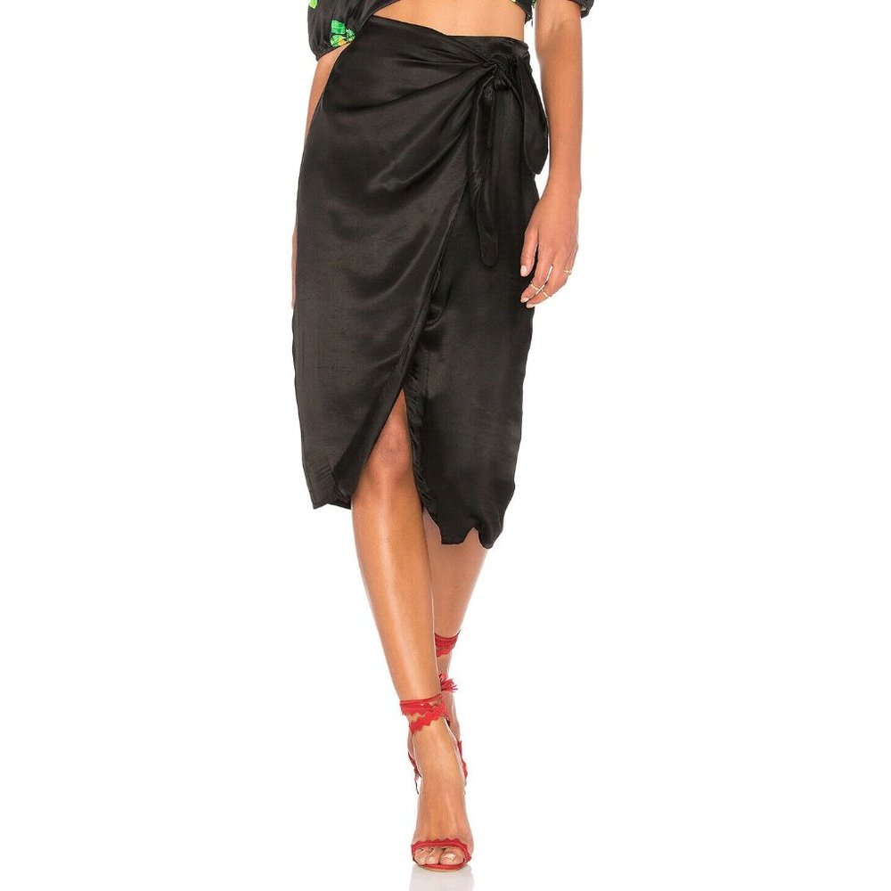 Revolve Clothing LPA Silky Black Long 285 Wrap Skirt Women's Size S